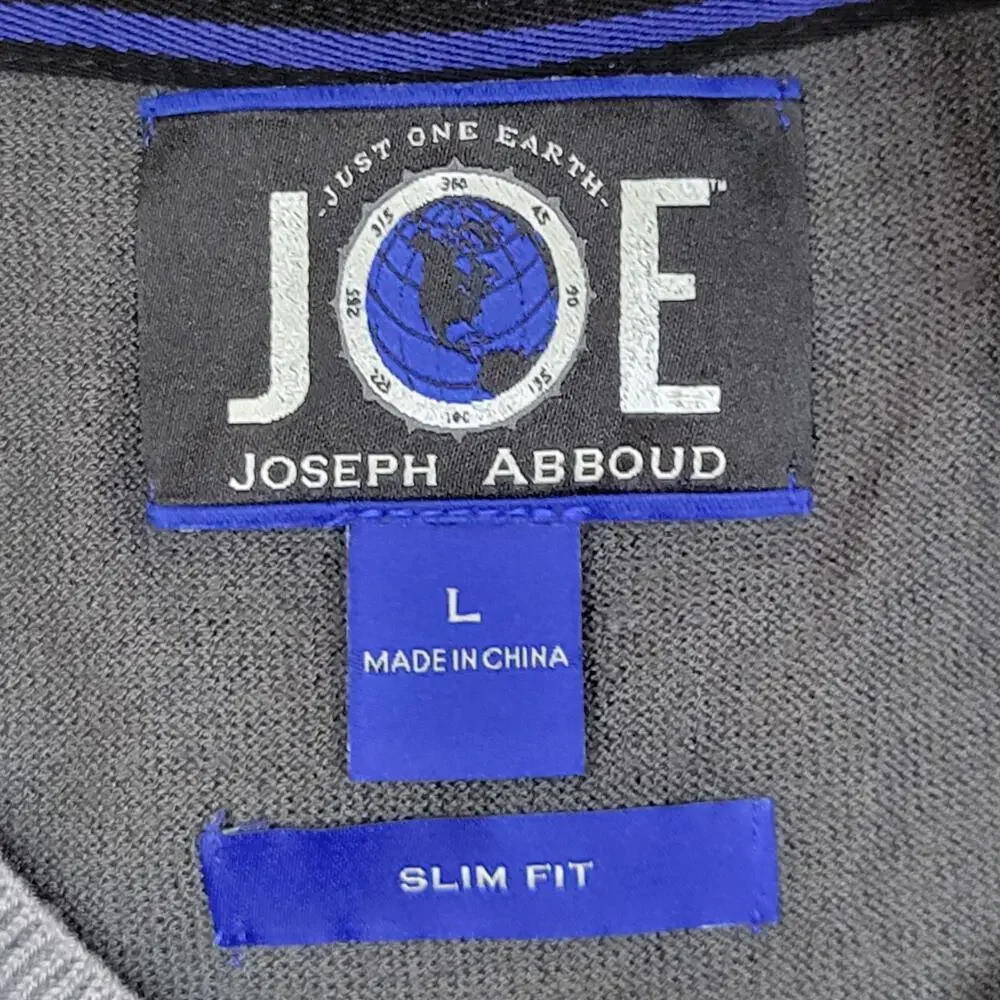 Joseph Abboud Merino Gray Wool Blend Crew Neck Slim fit Sweater Size Large